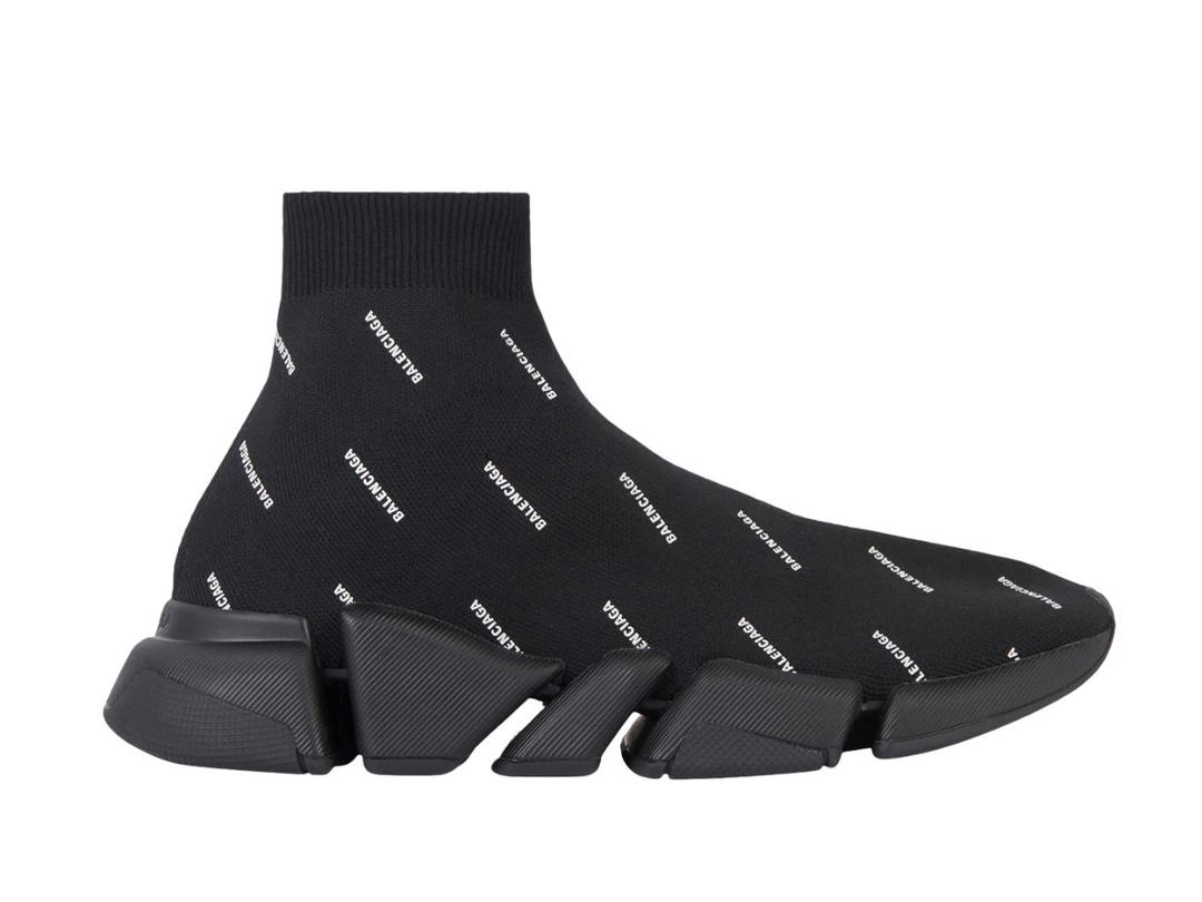 Balenciaga Balenciaga Speed Trainer 2.0 All Over Logo Black White