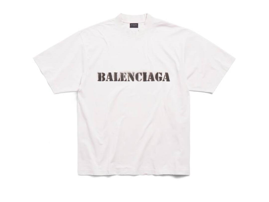 Balenciaga Balenciaga Stencil Type T-shirt Medium Fit  Off White-Black