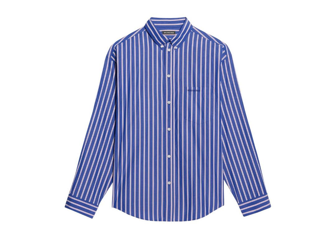 Balenciaga Balenciaga Stripe Poplin Large Fit Long Sleeve Shirt Blue
