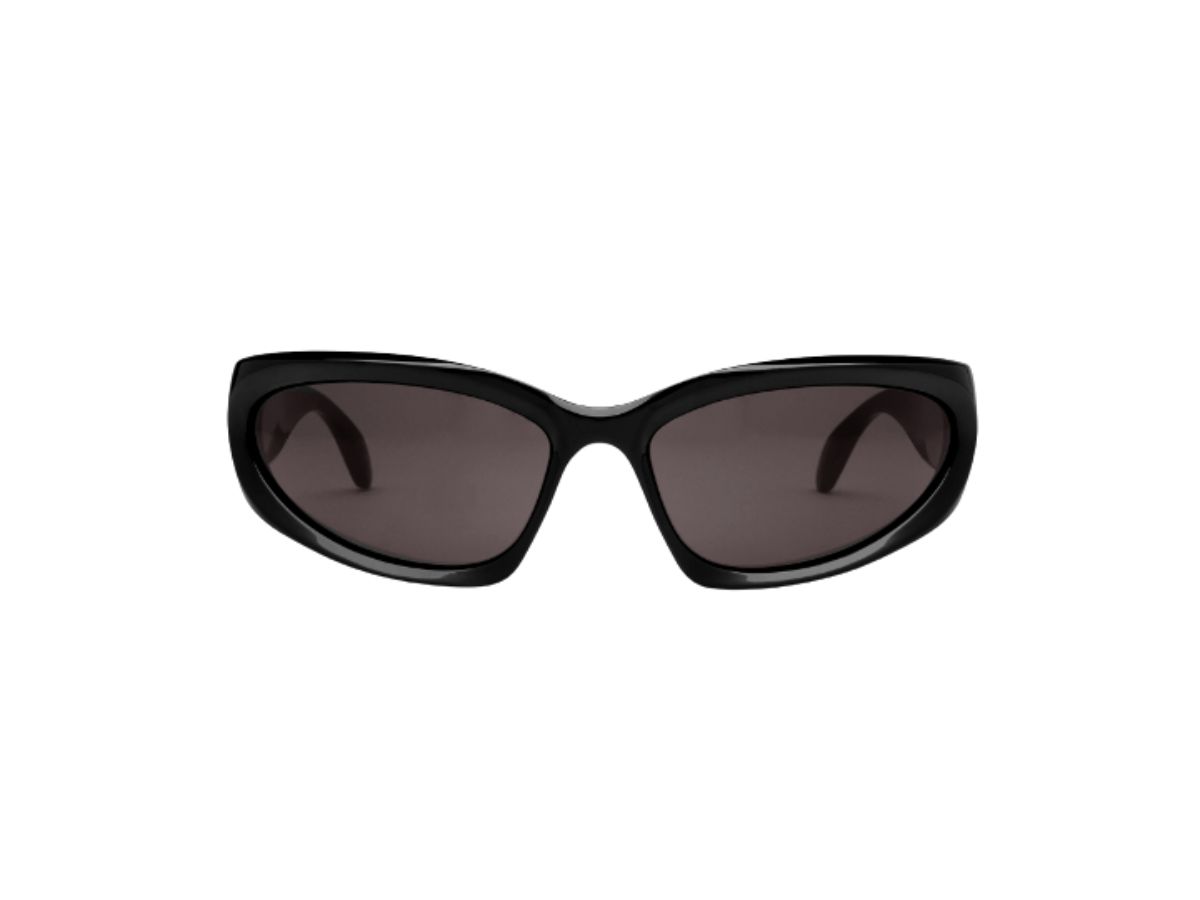 Balenciaga Balenciaga Swift Oval Sunglasses In Black Bio-Based Injected Nylon Frame With Black Lenes