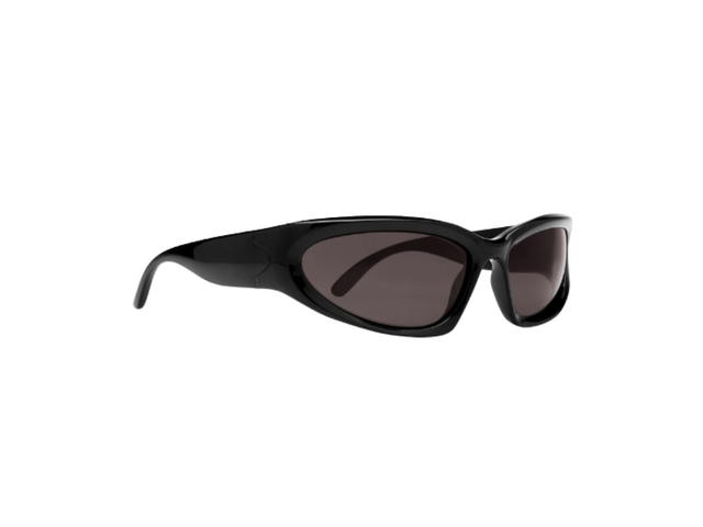 Balenciaga Balenciaga Swift Oval Sunglasses In Black Bio-Based Injected Nylon Frame With Black Lenes - view 2