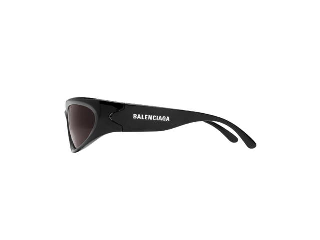 Balenciaga Balenciaga Swift Oval Sunglasses In Black Bio-Based Injected Nylon Frame With Black Lenes - view 3