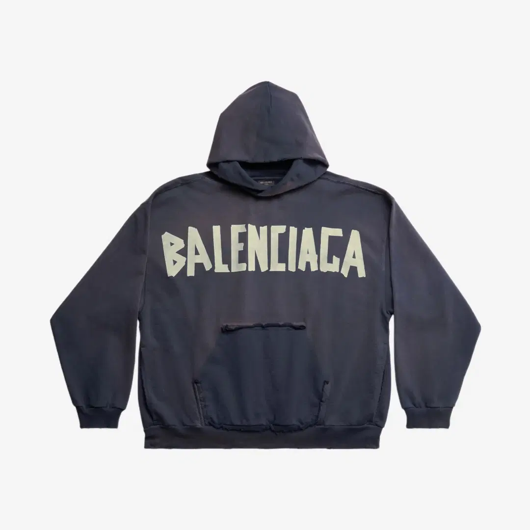 Balenciaga Balenciaga Tape Type Ripped Pocket Hoodie Large Fit Navy Blue