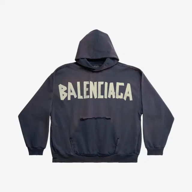 Balenciaga Balenciaga Tape Type Ripped Pocket Hoodie Large Fit Navy Blue - view 1