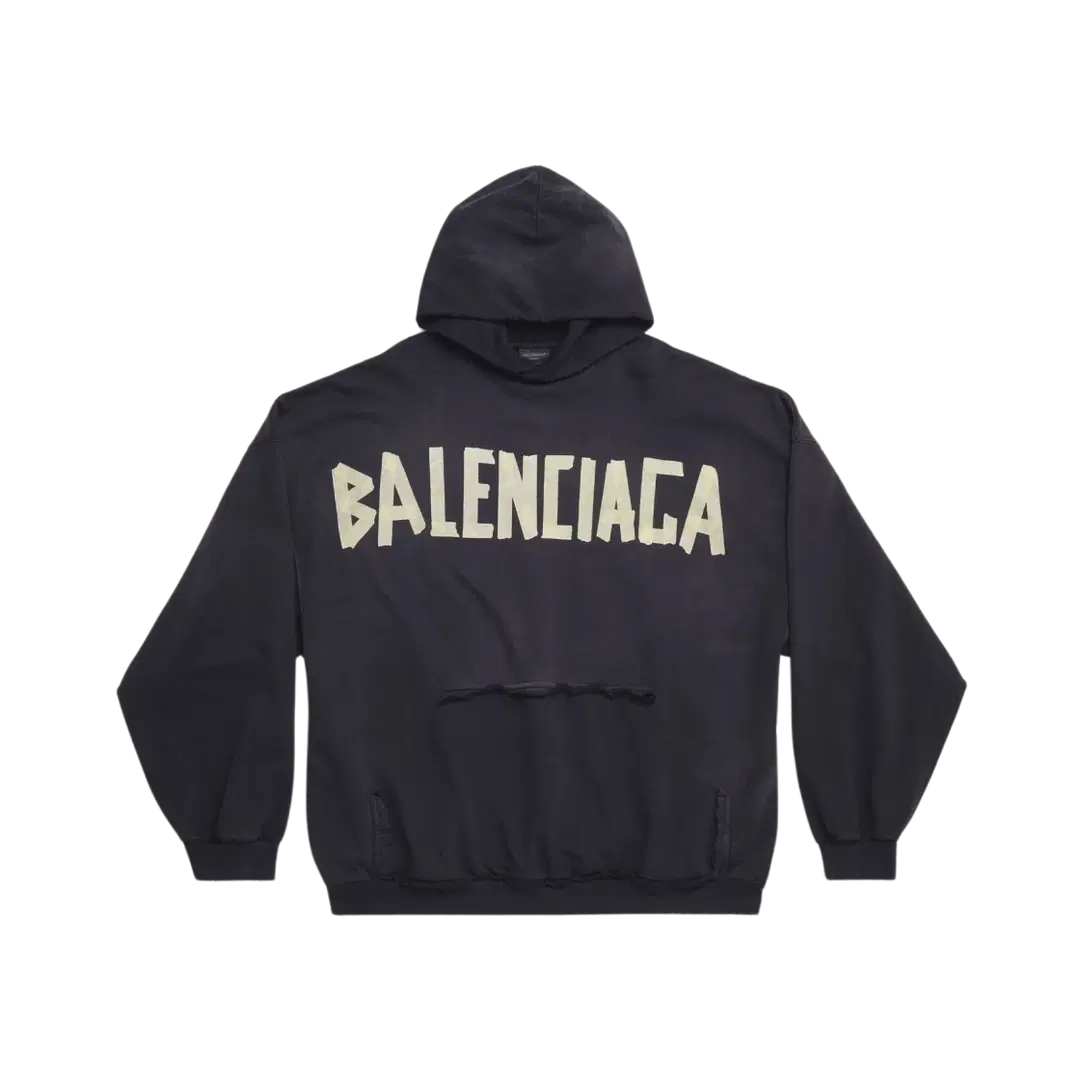 Balenciaga Balenciaga Tape Type Ripped Pocket Oversized Hoodie Faded Black