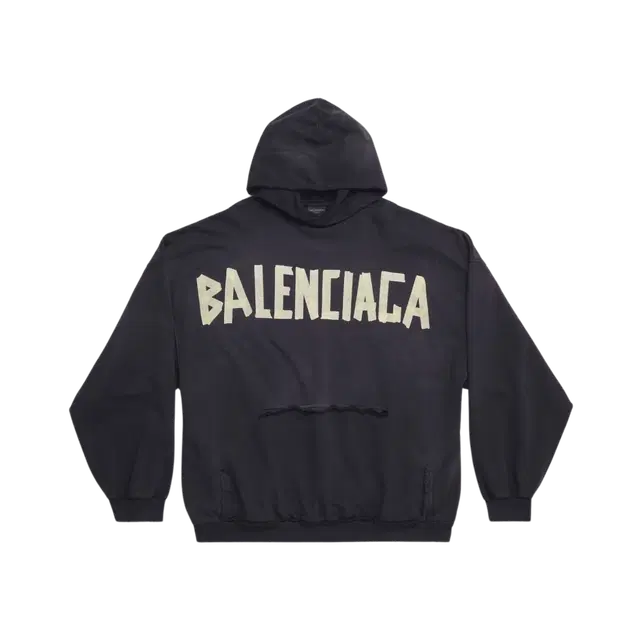 Balenciaga Balenciaga Tape Type Ripped Pocket Oversized Hoodie Faded Black - view 1