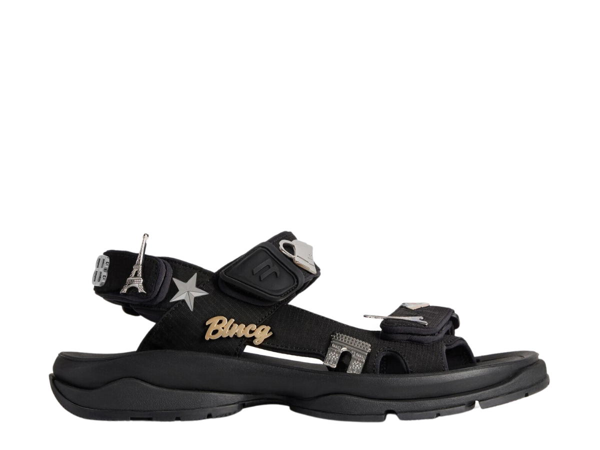 Balenciaga Balenciaga Tourist Sandal In Black Technical Material With Pins (W)