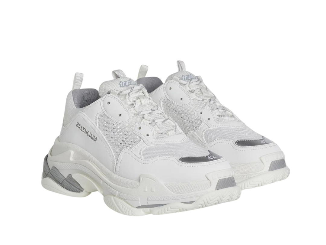 Balenciaga Balenciaga Triple S Sneaker In White And Silver Metallic Double Foam And Mesh (2021)