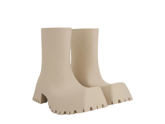 Balenciaga Balenciaga Trooper Rubber Low Boot In Beige - view 3