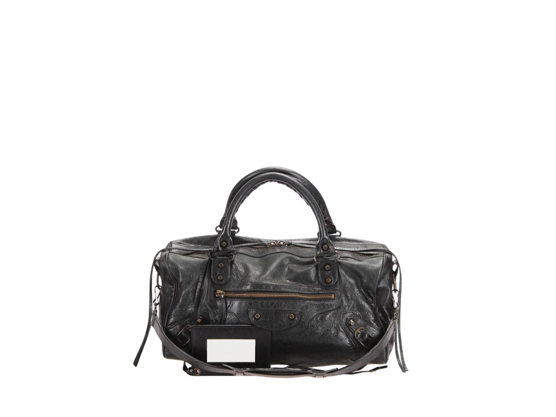 Balenciaga Balenciaga Twiggy Bag In Leather With Antique Brass Hardware Black