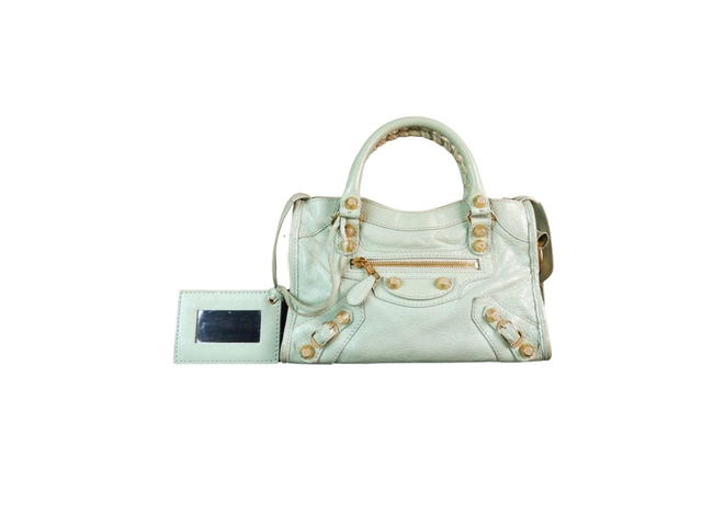 Balenciaga BALENCIAGA Vert Jade Lambskin Leather Giant 12 Gold Mini City Bag - view 1