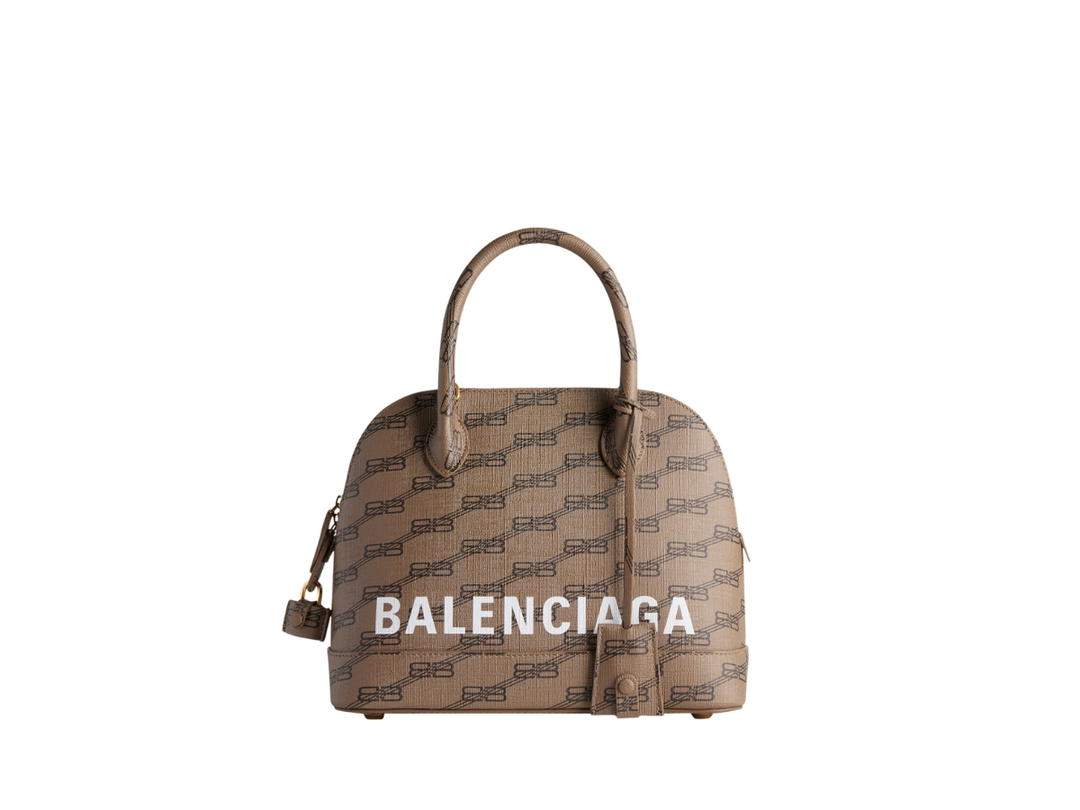 Balenciaga Balenciaga Ville Small Handbag In Beige And Brown BB Monogram Coated Canvas With Aged-Gold Hardware
