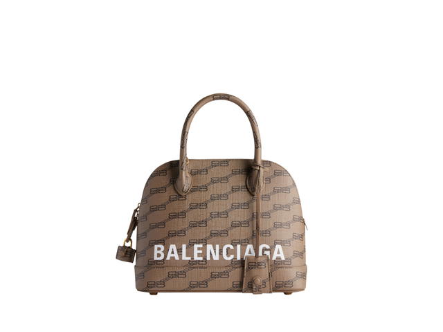 Balenciaga Balenciaga Ville Small Handbag In Beige And Brown BB Monogram Coated Canvas With Aged-Gold Hardware - view 1