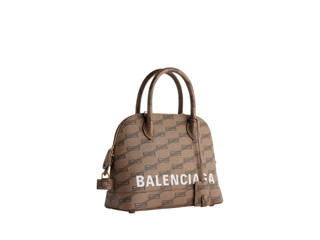 Balenciaga Balenciaga Ville Small Handbag In Beige And Brown BB Monogram Coated Canvas With Aged-Gold Hardware - view 2