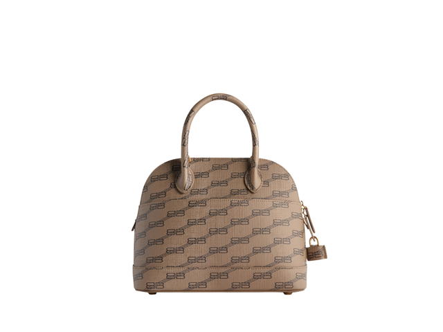 Balenciaga Balenciaga Ville Small Handbag In Beige And Brown BB Monogram Coated Canvas With Aged-Gold Hardware - view 4
