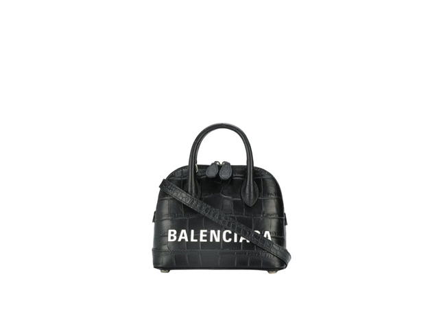 Balenciaga Balenciaga Ville XXS Handbag In Crocodile Embossed Black White - view 1