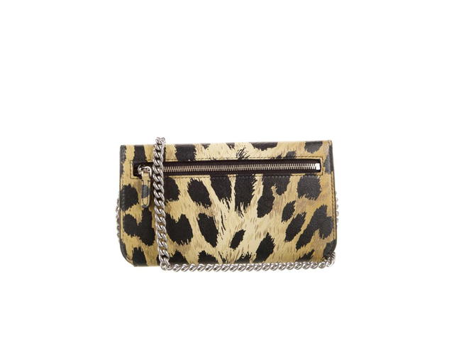 Balenciaga Balenciaga Wallet On Chain In Animal Print Brown Leather With Silver-Tone Hardware - view 2