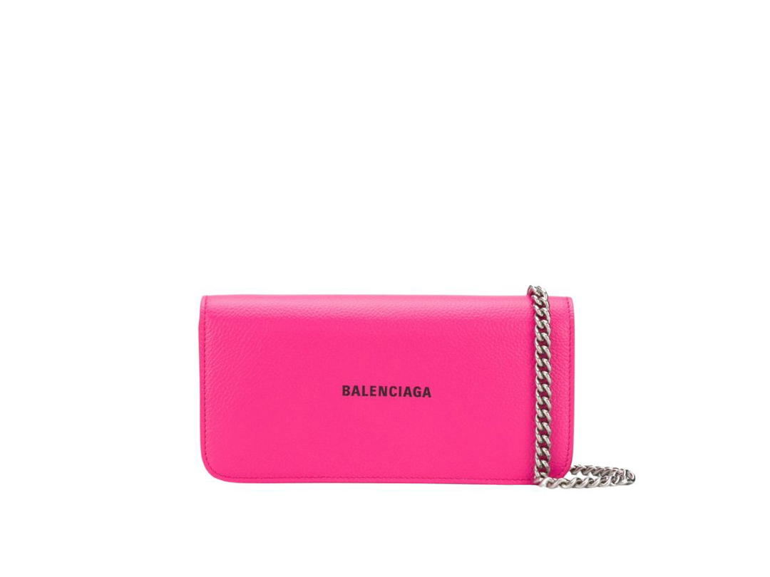 Balenciaga Balenciaga Wallet On Chain Mini Bag In Calfskin Silver-Tone Hardware Fuchsia