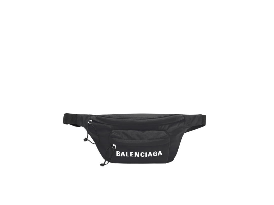 Balenciaga Balenciaga Wheel Beltpack In Black Nylon and White Logo Embroidered