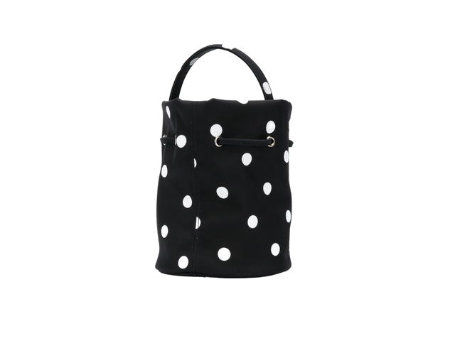 Balenciaga Balenciaga Wheel Drawstring Bucket Bag XS In Palka Dot Recycled Nylon With Embroidered Balenciaga Logo Black-White - view 2