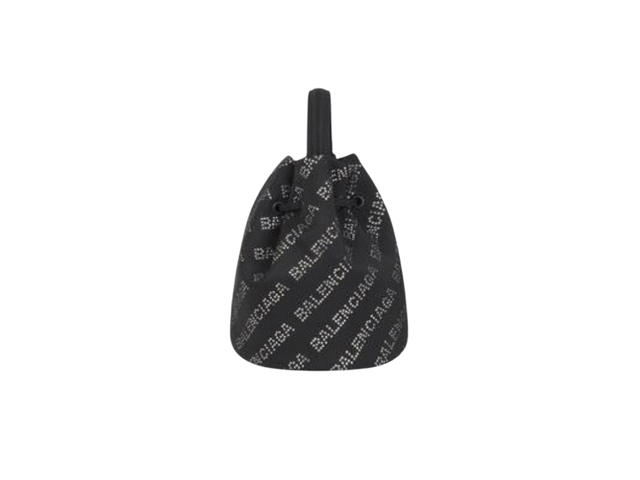 Balenciaga Balenciaga Wheel Drawstring Bucket Bag XS In Recycled Nylon-Crystal Lettering Black - view 2