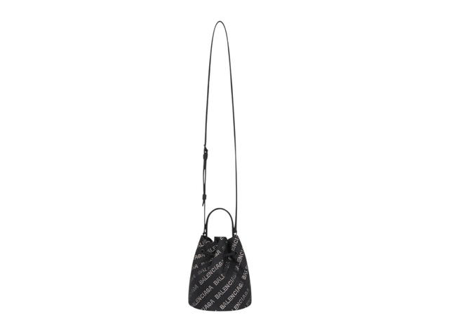 Balenciaga Balenciaga Wheel Drawstring Bucket Bag XS In Recycled Nylon-Crystal Lettering Black - view 4