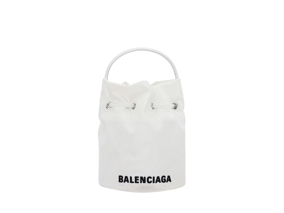 Balenciaga Balenciaga Wheel XS Bucket Bag In Nylon With Silver Hardware White
