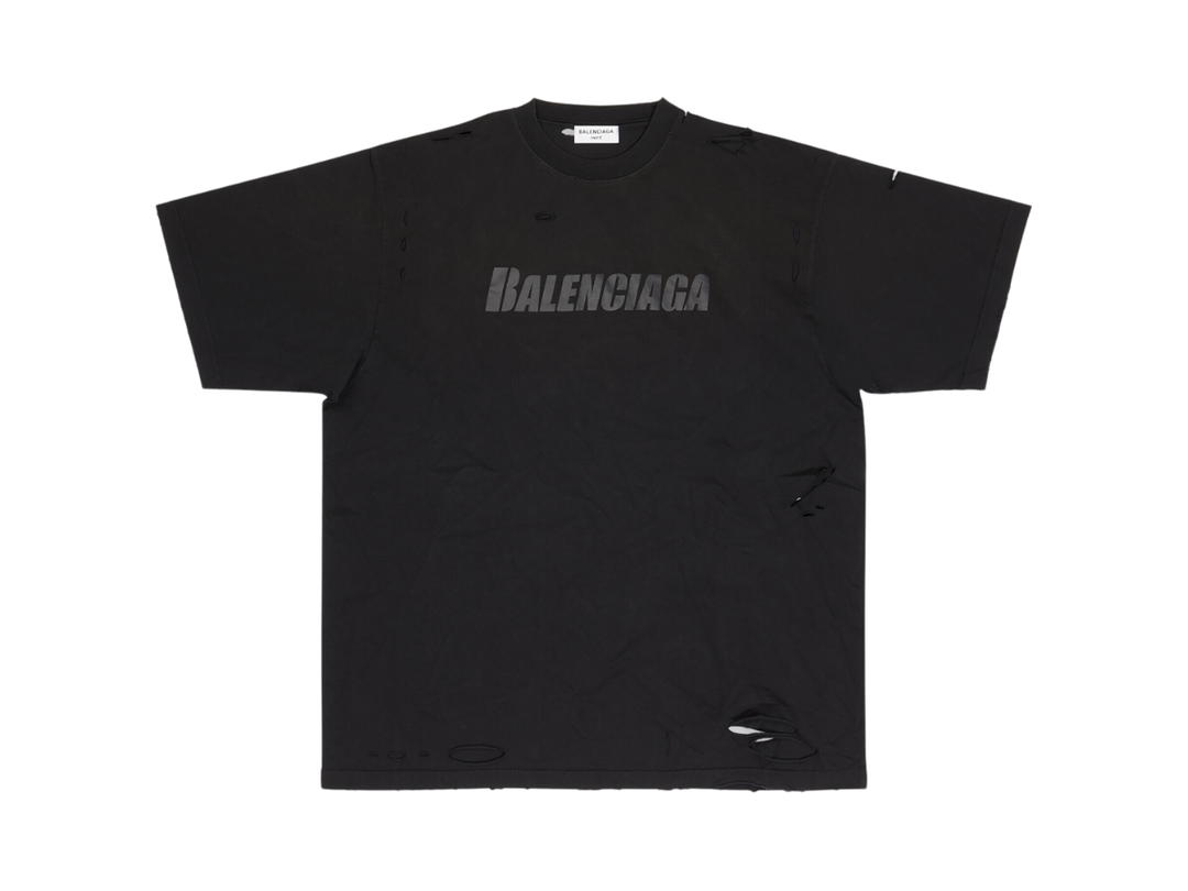 Balenciaga Balenciaga Caps Boxy Fit T-Shirt In Cotton Vintage Black-Grey