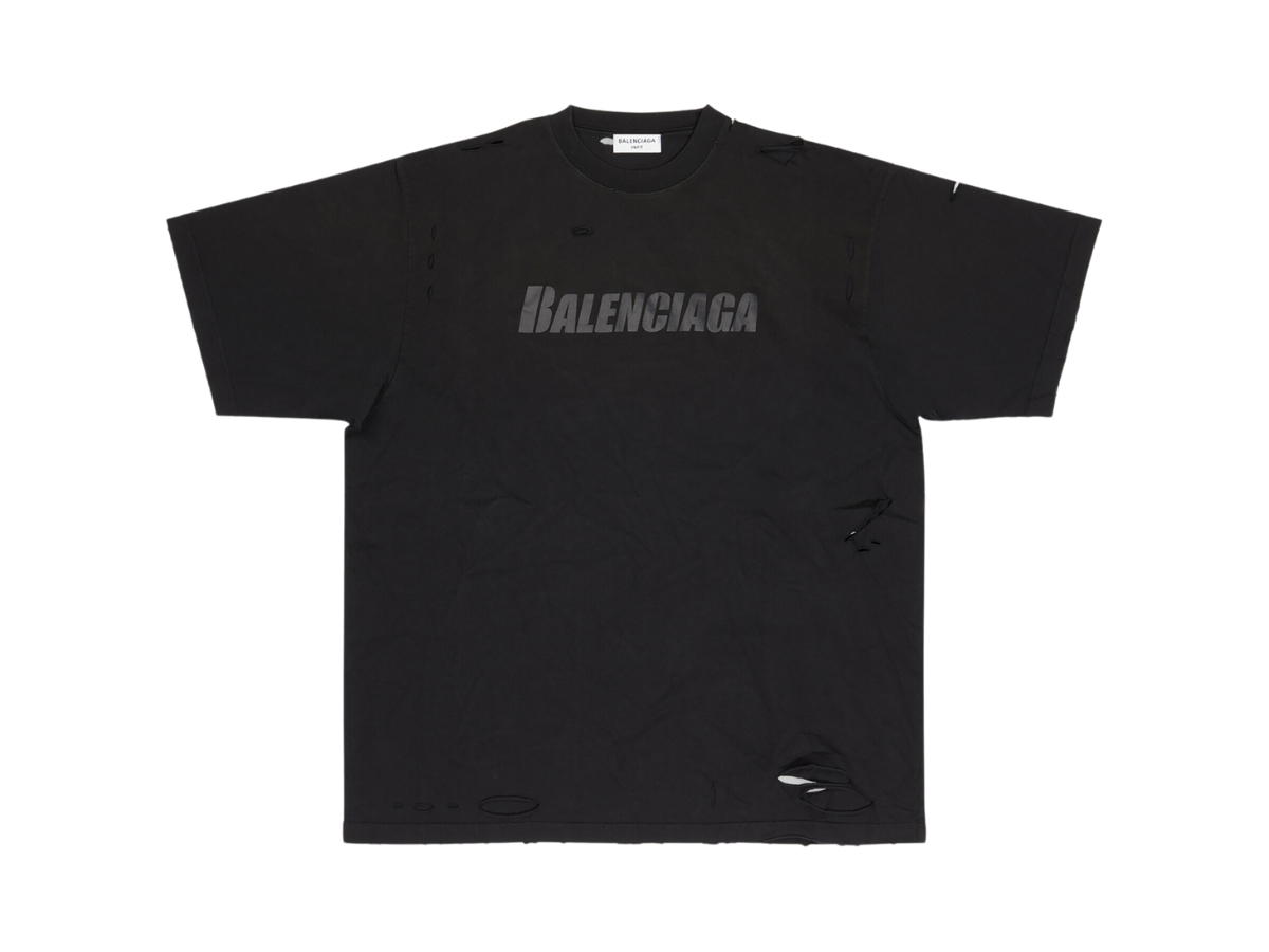Balenciaga Balenciaga Caps Boxy Fit T-Shirt In Cotton Vintage Black-Grey