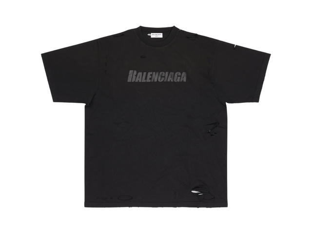 Balenciaga Balenciaga Caps Boxy Fit T-Shirt In Cotton Vintage Black-Grey - view 1