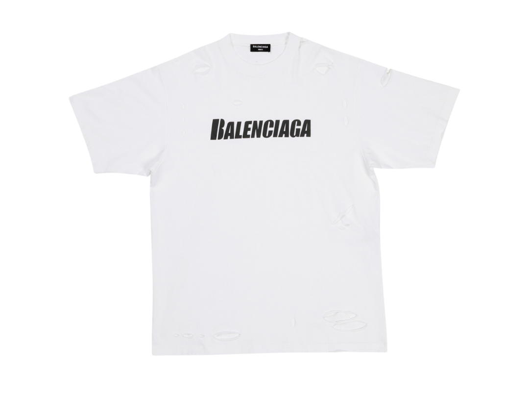 Balenciaga Balenciaga Caps Boxy Fit T-Shirt In Cotton Vintage White