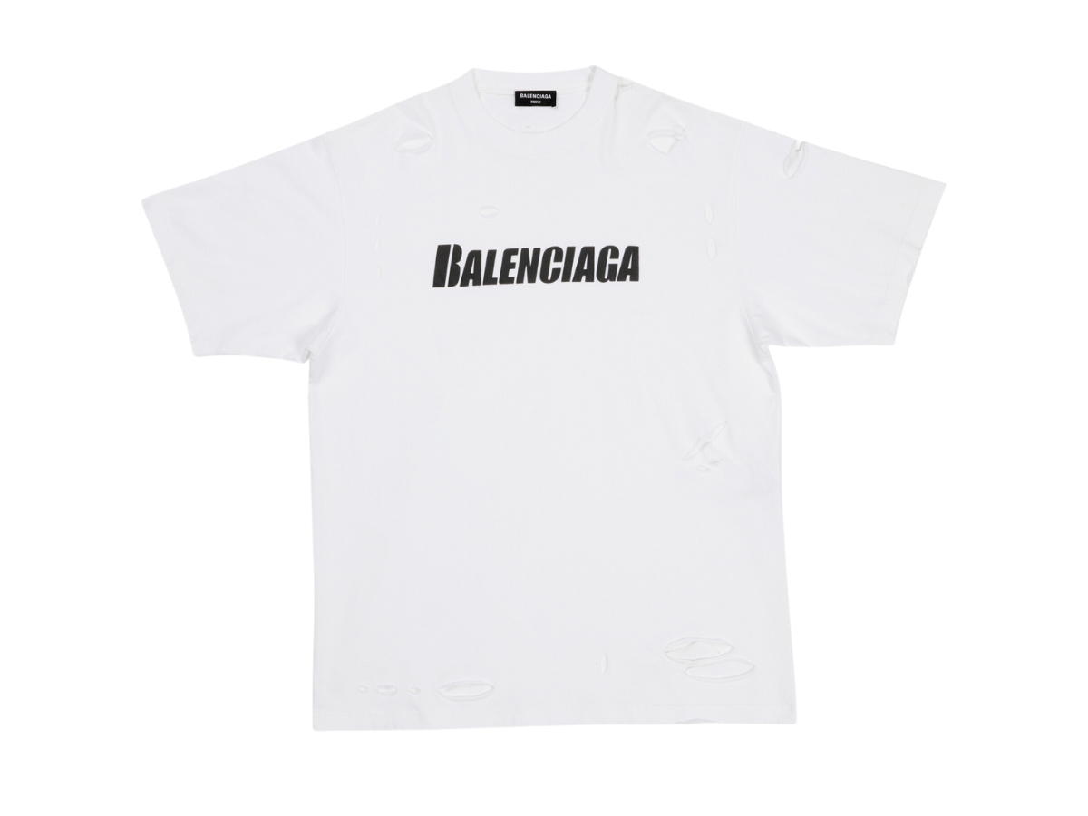 Balenciaga Balenciaga Caps Boxy Fit T-Shirt In Cotton Vintage White