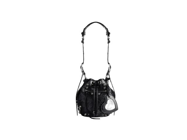 Balenciaga Balenciaga Women's Le Cagole Xs Bucket Bag In Black Arena Lambskin With Aged-Silver Hardware - view 1