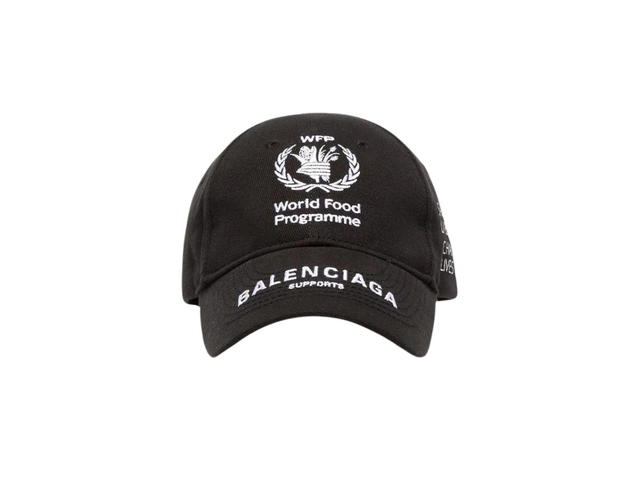 Balenciaga Balenciaga World Food Programme Cap In Black And White Cotton - view 1