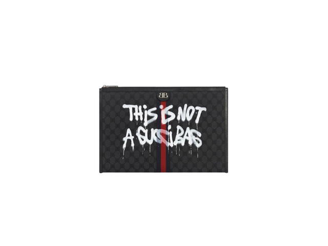 Balenciaga Balenciaga x Gucci Hacker Graffiti Laptop Pouch in Canvas Jacquard in Black - view 1