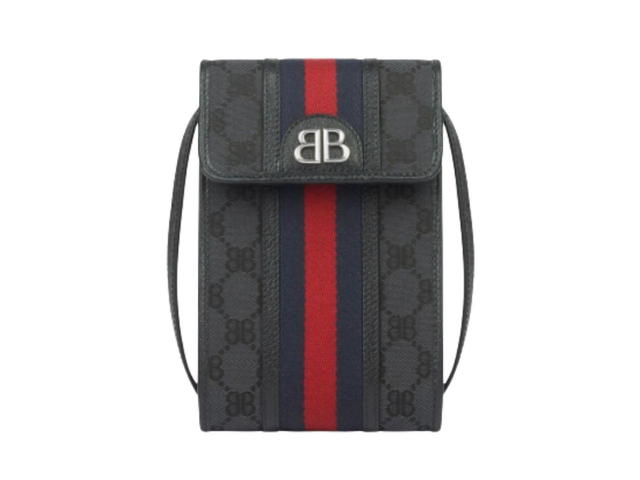 Balenciaga Balenciaga x Gucci Hacker Phone Bag in Canvas Jacquard in Black - view 3