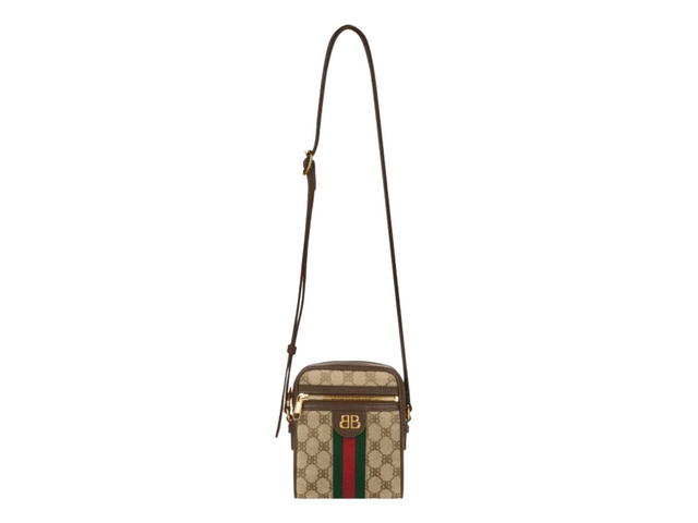 Balenciaga Balenciaga x Gucci Hacker Shoulder Zip Bag in Coated Canvas in Beige - view 1