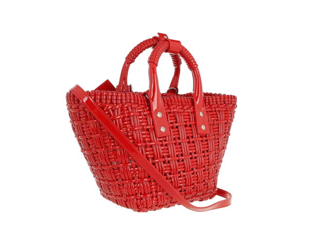 Balenciaga Balenciaga XS Bistro Basket Strap Tote Bag In Weaved Plastic With Silver Hardware Fire Red - view 2