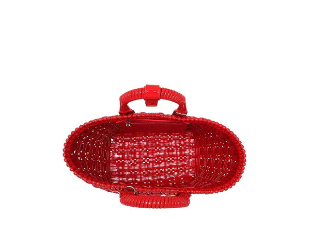 Balenciaga Balenciaga XS Bistro Basket Strap Tote Bag In Weaved Plastic With Silver Hardware Fire Red - view 3