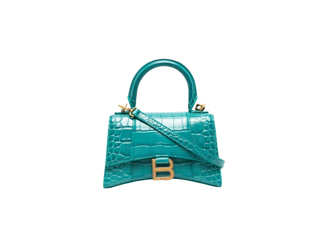 Balenciaga Balenciaga XS Hourglass Mini Bag In Calfskin With Aged Gold Hardware Green