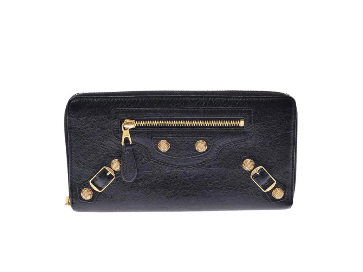 Balenciaga Balenciaga Zippy Long Wallet In Calfskin With Gold Hardware Black