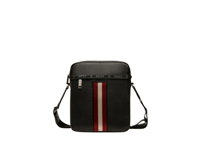 Bally Bally Holm Leather Cross-body Bag In Bovine Leather With Red Stripe Black - view 1