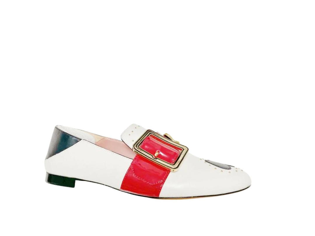 Bally Bally Limited Edition Janelle Poker Loafers In Calf Leather Off-White Red And Black