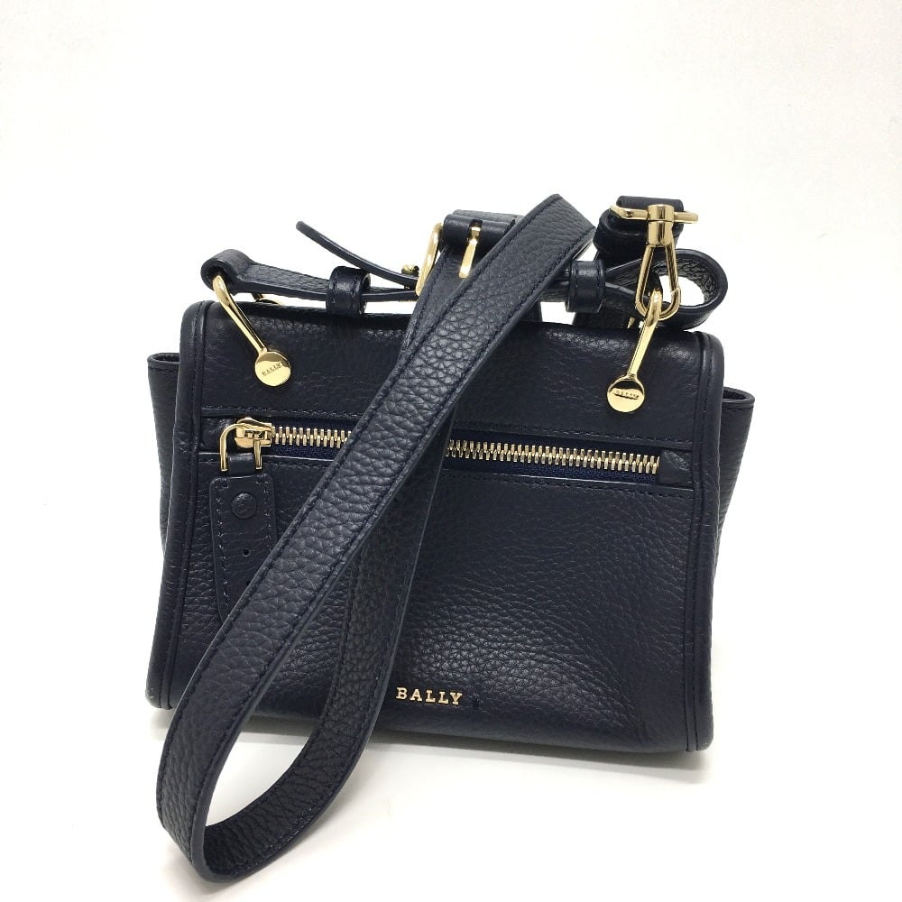 Bally BALLY logo 2WAY Shoulder Bag Leather Navy