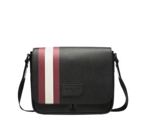 Buy Bally Surier Coated Canvas Messenger Bag Black with Red Stripe at Sasom – Authentic and Ready to Ship