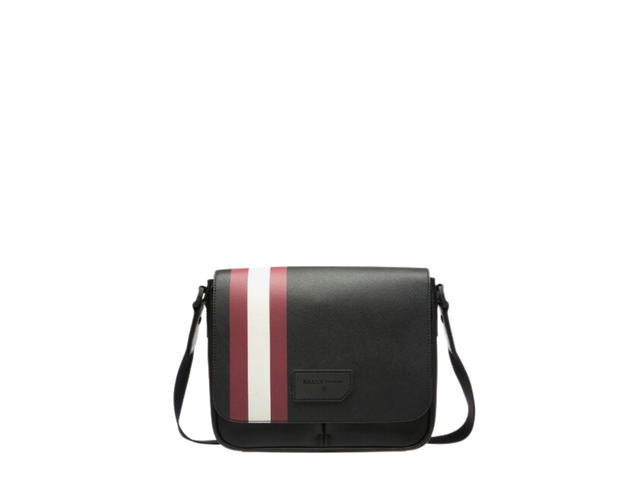Bally Bally Surier Coated Canvas Messenger Bag Black with Red Stripe - view 1