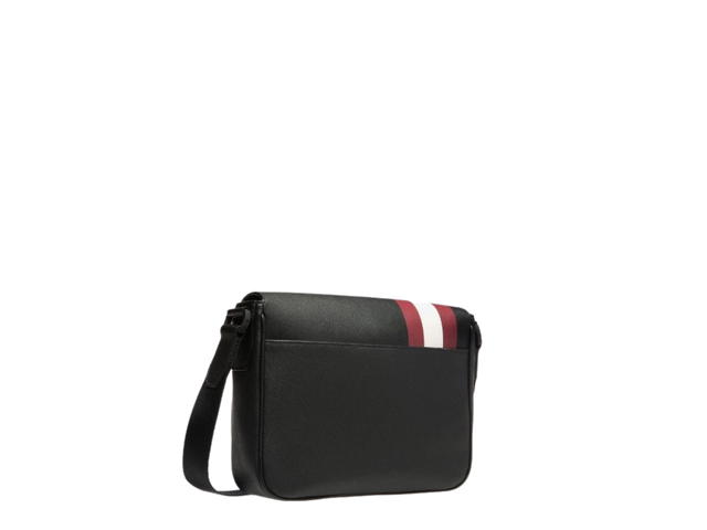 Bally Bally Surier Coated Canvas Messenger Bag Black with Red Stripe - view 2