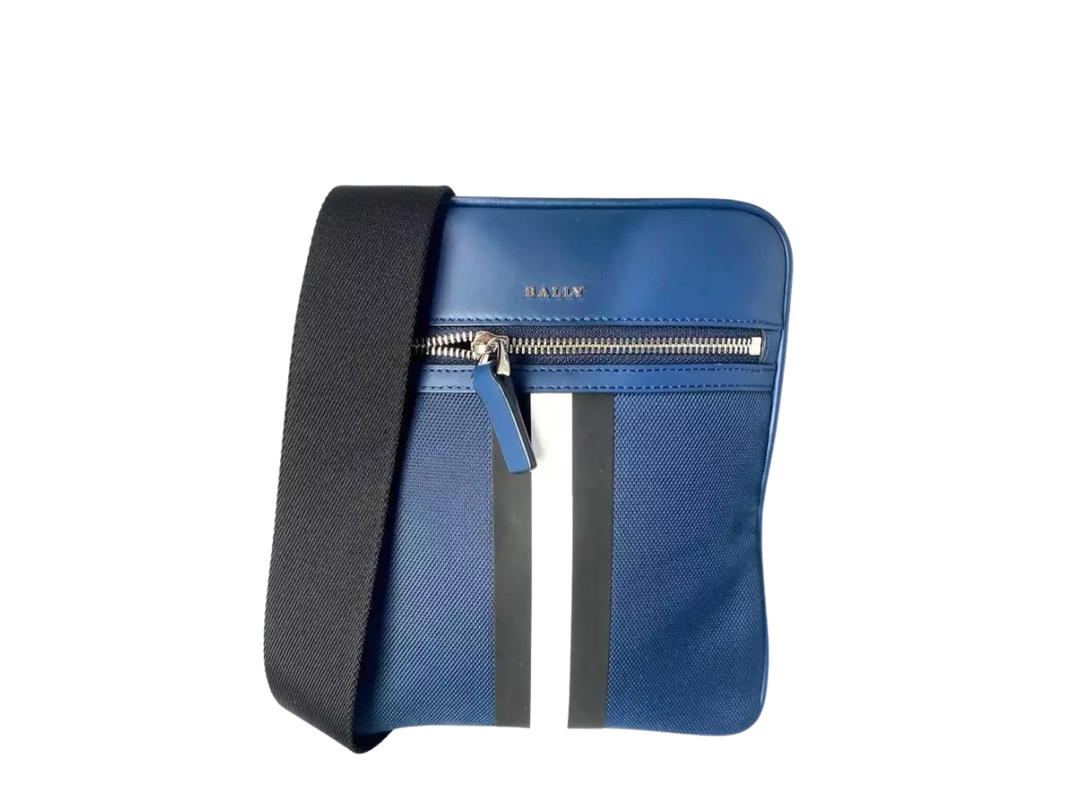 Bally Bally Telford Sling Bag Canvas Blue With White Stripe