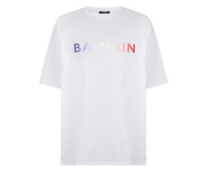 Buy Balmain Cotton T-Shirt With Balmain Logo White at Sasom – Authentic and Ready to Ship