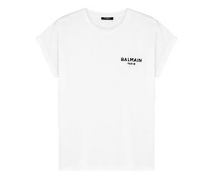 Buy Balmain Logo Printed Cotton Jersey T-shirt In Black Logo White at Sasom – Authentic and Ready to Ship
